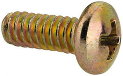 Made in USA - #10-24 UNC, 1/2" Length Under Head Phillips Drive Machine Screw - Pan Head, Grade 3 Steel, Yellow Cadmium-Plated Finish, Without Washer - Benchmark Tooling