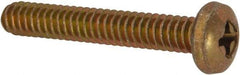 Made in USA - #10-24 UNC, 1-1/4" Length Under Head Phillips Drive Machine Screw - Pan Head, Grade 3 Steel, Yellow Cadmium-Plated Finish, Without Washer - Benchmark Tooling