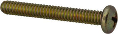 Made in USA - #10-24 UNC, 1-1/2" Length Under Head Phillips Drive Machine Screw - Pan Head, Grade 3 Steel, Yellow Cadmium-Plated Finish, Without Washer - Benchmark Tooling