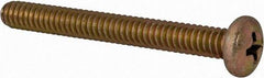 Made in USA - #10-24 UNC, 1-3/4" Length Under Head Phillips Drive Machine Screw - Pan Head, Grade 3 Steel, Yellow Cadmium-Plated Finish, Without Washer - Benchmark Tooling