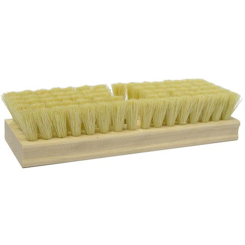 8″ Square End Scrub Brush, with Threaded Handle Hole, 1″ Trim, White Tampico Fill - Benchmark Tooling