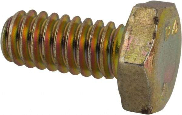 Made in North America - 1/4-20 UNC, 9/16" Length Under Head Hex Head Cap Screw - Grade 8 Alloy Steel, Zinc-Plated Finish, 7/16" Hex - Benchmark Tooling