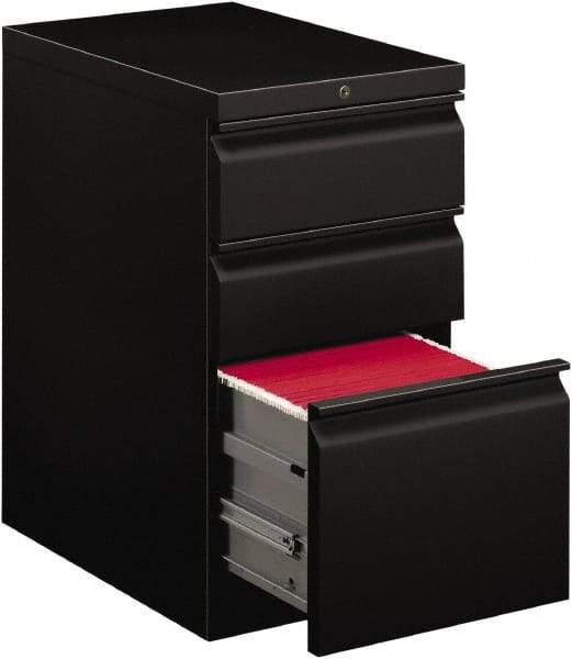 Hon - 15" Wide x 28" High x 22-7/8" Deep, 3 Drawer Pedestal - Steel, Black - Benchmark Tooling