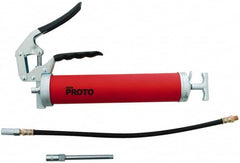 Proto - 3,600 Max psi, Flexible Pistol Grease Gun - 14 oz (Cartridge) & 16 oz (Bulk) Capacity, 1/8 Thread Outlet, 3-Way, Bulk, Cartridge & Filler Pump - Benchmark Tooling