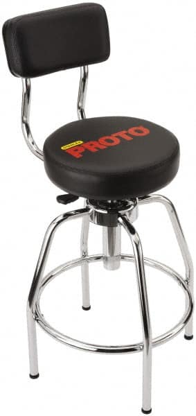 Proto - 14 Inch Wide x 3 Inch Deep x 44 Inch High, Circular Base, Heavy Duty Shop Stool - Vinyl Seat, Metal and Black - Benchmark Tooling