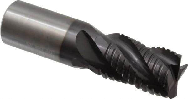 Guhring - 1" Diam, Coarse Pitch, 1-1/2" LOC, 4 Flute Solid Carbide Roughing Square End Mill - Nano-A Finish, 4" OAL, 1" Shank Diam, Single End, Centercutting - Benchmark Tooling