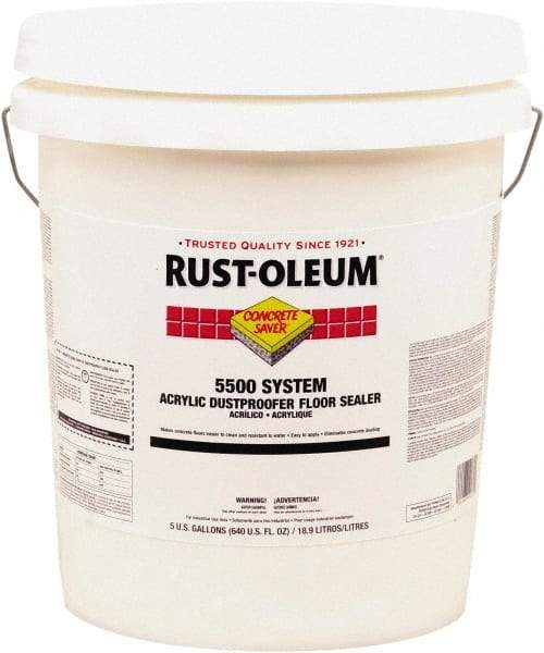 Rust-Oleum - 5 Gal Can Satin Clear Floor Coating - 150 to 300 Sq Ft/Gal Coverage, 37 g/L VOC Content - Benchmark Tooling