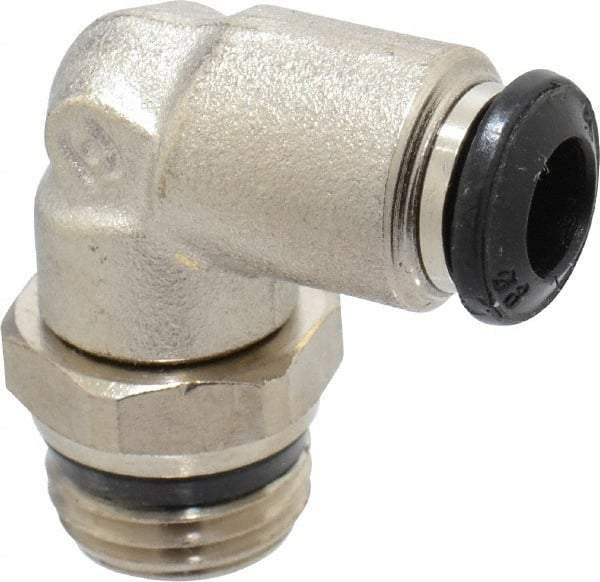 Alpha Technologies - 6mm Outside Diam, 1/4 Universal, Nickel Plated Brass Push-to-Connect Tube Male Swivel Elbow - 250 Max psi, Tube to Universal Thread Connection, Buna O-Ring - Benchmark Tooling