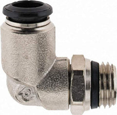 Alpha Technologies - 8mm Outside Diam, 1/4 Universal, Nickel Plated Brass Push-to-Connect Tube Male Swivel Elbow - 250 Max psi, Tube to Universal Thread Connection, Buna O-Ring - Benchmark Tooling