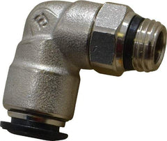 Alpha Technologies - 10mm Outside Diam, 1/4 Universal, Nickel Plated Brass Push-to-Connect Tube Male Swivel Elbow - 250 Max psi, Tube to Universal Thread Connection, Buna O-Ring - Benchmark Tooling