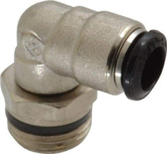 Alpha Technologies - 8mm Outside Diam, 3/8 Universal, Nickel Plated Brass Push-to-Connect Tube Male Swivel Elbow - 250 Max psi, Tube to Universal Thread Connection, Buna O-Ring - Benchmark Tooling