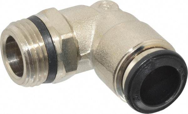 Alpha Technologies - 10mm Outside Diam, 3/8 Universal, Nickel Plated Brass Push-to-Connect Tube Male Swivel Elbow - 250 Max psi, Tube to Universal Thread Connection, Buna O-Ring - Benchmark Tooling