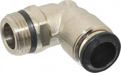 Alpha Technologies - 10mm Outside Diam, 3/8 Universal, Nickel Plated Brass Push-to-Connect Tube Male Swivel Elbow - 250 Max psi, Tube to Universal Thread Connection, Buna O-Ring - Benchmark Tooling
