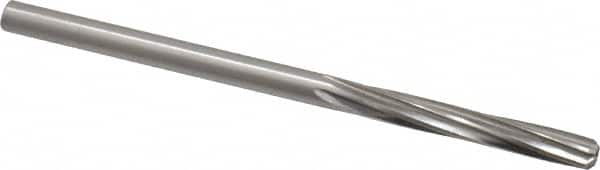 Made in USA - 0.1855" High Speed Steel 6 Flute Chucking Reamer - Spiral Flute, 0.1855" Straight Shank, 1-1/8" Flute Length, 3-1/2" OAL - Benchmark Tooling