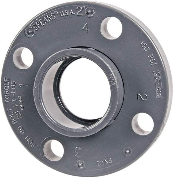Value Collection - 2" Pipe, 6" OD, PVC Socket Pipe Flange - Schedule 80, Gray - Benchmark Tooling