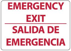 NMC - Emergency Exit, Aluminum Exit Sign - 14" Wide x 10" High, English/Spanish - Benchmark Tooling