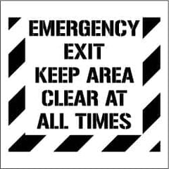 NMC - Emergency Exit - Keep Area Clear at All Times Stencil - 0.06 Inch Thick, Polyethylene, English - Benchmark Tooling