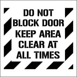 NMC - Do Not Block Door - Keep Area Clear at All Times Stencil - 0.06 Inch Thick, Polyethylene, English - Benchmark Tooling