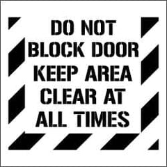 NMC - Do Not Block Door - Keep Area Clear at All Times Stencil - 0.06 Inch Thick, Polyethylene, English - Benchmark Tooling