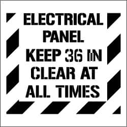 NMC - Electrical Panel - Keep 36 in Clear at All Times Stencil - 0.06 Inch Thick, Polyethylene, English - Benchmark Tooling