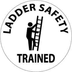 NMC - Ladder Safety Trained, Hard Hat Label - Black on White, 2" Thick, For Accident Prevention - Benchmark Tooling