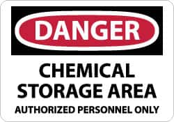 NMC - "Danger - Chemical Storage Area - Authorized Personnel Only", 7" Long x 10" Wide, Rigid Plastic Safety Sign - Rectangle, 0.05" Thick, Use for Security & Admittance - Benchmark Tooling