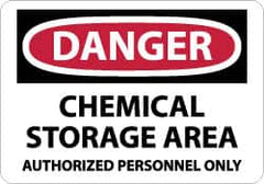 NMC - "Danger - Chemical Storage Area - Authorized Personnel Only", 7" Long x 10" Wide, Rigid Plastic Safety Sign - Rectangle, 0.05" Thick, Use for Security & Admittance - Benchmark Tooling