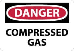 NMC - "Danger - Compressed Gas", 7" Long x 10" Wide, Rigid Plastic Safety Sign - Rectangle, 0.05" Thick, Use for Hazardous Materials - Benchmark Tooling