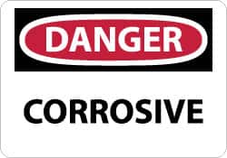 NMC - "Danger - Corrosive", 10" Long x 14" Wide, Aluminum Safety Sign - Rectangle, 0.04" Thick, Use for Hazardous Materials - Benchmark Tooling