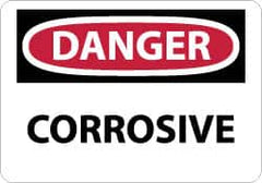 NMC - "Danger - Corrosive", 10" Long x 14" Wide, Aluminum Safety Sign - Rectangle, 0.04" Thick, Use for Hazardous Materials - Benchmark Tooling