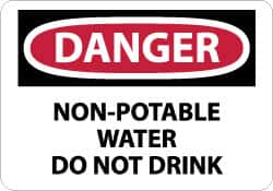 NMC - "Danger - Non-Potable Water - Do Not Drink", 10" Long x 14" Wide, Rigid Plastic Safety Sign - Rectangle, 0.05" Thick, Use for Accident Prevention - Benchmark Tooling