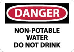 NMC - "Danger - Non-Potable Water - Do Not Drink", 10" Long x 14" Wide, Pressure-Sensitive Vinyl Safety Sign - Rectangle, 0.004" Thick, Use for Accident Prevention - Benchmark Tooling