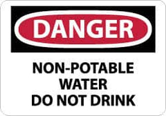 NMC - "Danger - Non-Potable Water - Do Not Drink", 10" Long x 14" Wide, Rigid Plastic Safety Sign - Rectangle, 0.05" Thick, Use for Accident Prevention - Benchmark Tooling