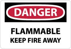 NMC - Danger - Flammable - Keep Fire Away, Aluminum Fire Sign - 10" Wide x 7" High - Benchmark Tooling