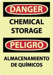 NMC - "Danger - Chemical Storage", 14" Long x 10" Wide, Rigid Plastic Safety Sign - Rectangle, 0.05" Thick, Use for Hazardous Materials - Benchmark Tooling
