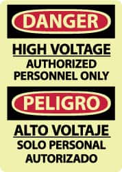 NMC - "Danger - High Voltage - Authorized Personnel Only", 14" Long x 10" Wide, Rigid Plastic Safety Sign - Rectangle, 0.05" Thick, Use for Accident Prevention - Benchmark Tooling