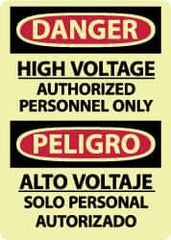 NMC - "Danger - High Voltage - Authorized Personnel Only", 14" Long x 10" Wide, Rigid Plastic Safety Sign - Rectangle, 0.05" Thick, Use for Accident Prevention - Benchmark Tooling