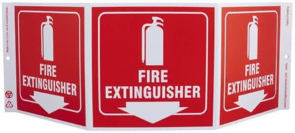 NMC - Fire Extinguisher, Rigid Plastic Fire Sign - 20" Wide x 7-1/2" High - Benchmark Tooling