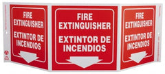 NMC - Fire Extinguisher, Rigid Plastic Fire Sign - 20" Wide x 7-1/2" High, English/Spanish - Benchmark Tooling