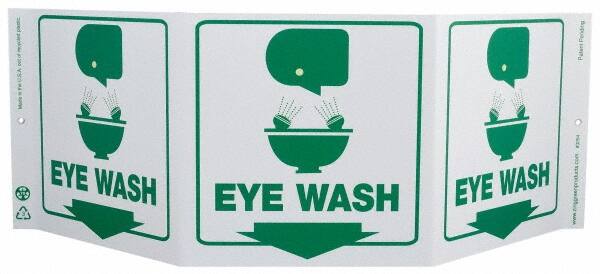 NMC - "Eye Wash", 7-1/2" Long x 20" Wide, Rigid Plastic Safety Sign - Rectangle, 0.01" Thick, Use for First Aid - Benchmark Tooling