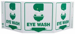NMC - "Eye Wash", 7-1/2" Long x 20" Wide, Rigid Plastic Safety Sign - Rectangle, 0.01" Thick, Use for First Aid - Benchmark Tooling