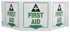 NMC - "First Aid", 7-1/2" Long x 20" Wide, Rigid Plastic Safety Sign - Rectangle, 0.01" Thick, Use for First Aid - Benchmark Tooling