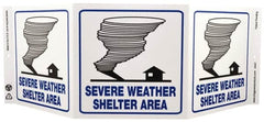 NMC - "Severe Weather Shelter Area", 7-1/2" Long x 20" Wide, Rigid Plastic Safety Sign - Rectangle, 0.01" Thick, Use for Accident Prevention - Benchmark Tooling
