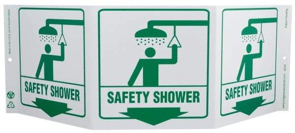 NMC - "Safety Shower", 7-1/2" Long x 20" Wide, Rigid Plastic Safety Sign - Rectangle, 0.01" Thick, Use for First Aid - Benchmark Tooling