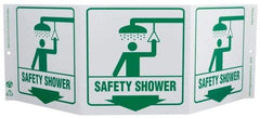 NMC - "Safety Shower", 7-1/2" Long x 20" Wide, Rigid Plastic Safety Sign - Rectangle, 0.01" Thick, Use for First Aid - Benchmark Tooling