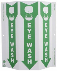 NMC - "Eye Wash", 12" Long x 9" Wide, Rigid Plastic Safety Sign - Rectangle, 0.01" Thick, Use for First Aid - Benchmark Tooling