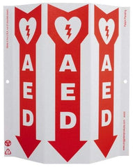 NMC - "AED", 12" Long x 9" Wide, Rigid Plastic Safety Sign - Rectangle, 0.01" Thick, Use for First Aid - Benchmark Tooling