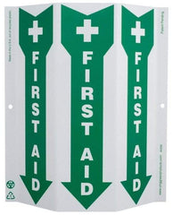 NMC - "First Aid", 12" Long x 9" Wide, Rigid Plastic Safety Sign - Rectangle, 0.01" Thick, Use for First Aid - Benchmark Tooling