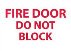NMC - Fire Door - Do Not Block, Aluminum Fire Sign - 10" Wide x 7" High - Benchmark Tooling