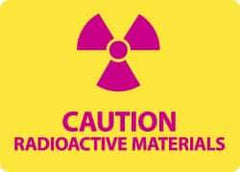 NMC - "Caution - Radioactive Materials", 10" Long x 14" Wide, Rigid Plastic Safety Sign - Rectangle, 0.05" Thick, Use for Accident Prevention - Benchmark Tooling
